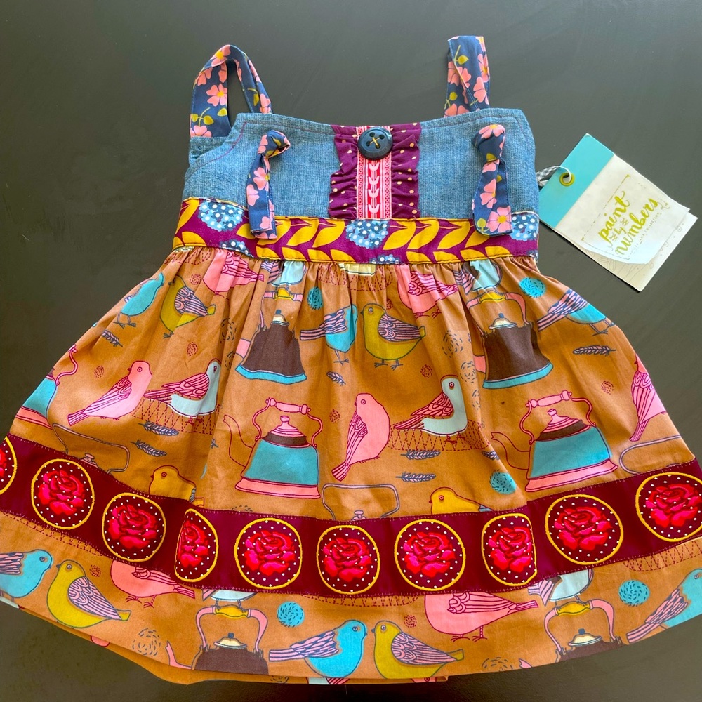 Vintage,Matilda Jane Turtle Dove Knot Dress from the Paint by Numbers collection